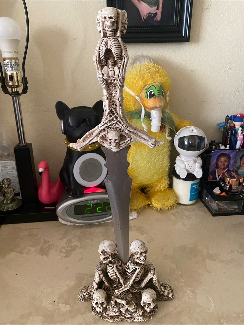 Timex Skeletal Dagger Table Sculpture - Beige and Gray